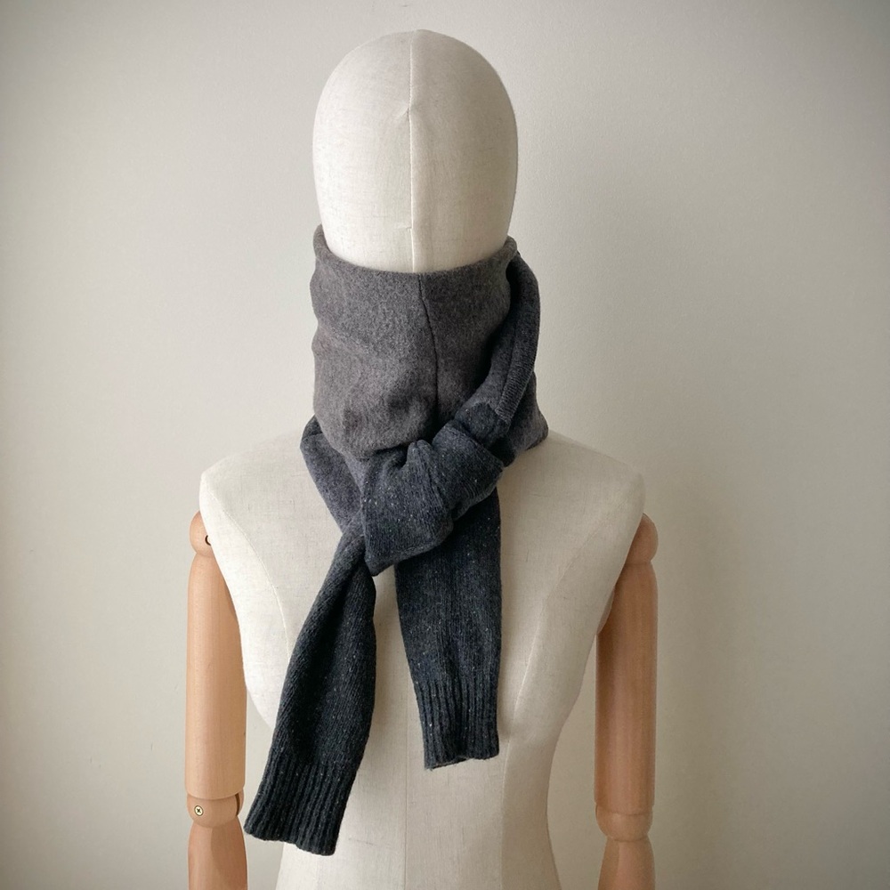 joodito 100% wool sweater wrap scarf japanese boro patchwork muffler winter gray - Picture 4 of 12
